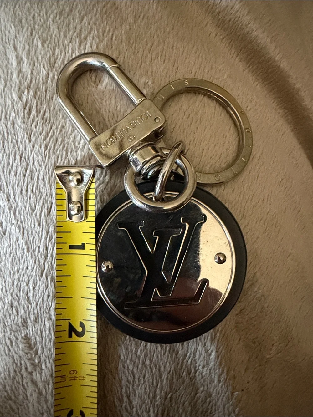 Louis Vuitton Black & Silver LV Round Key Holder Charm